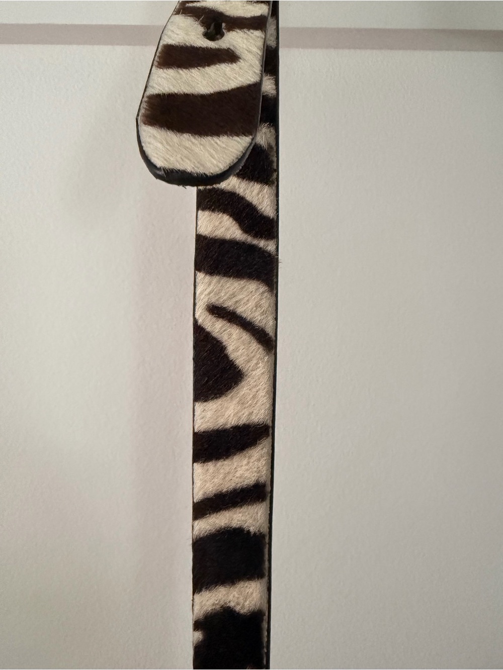 J. Crew Zebra Haircalf Belt in Black and Cream with Brass D-Ring. Women Medium - Picture 6 of 6
